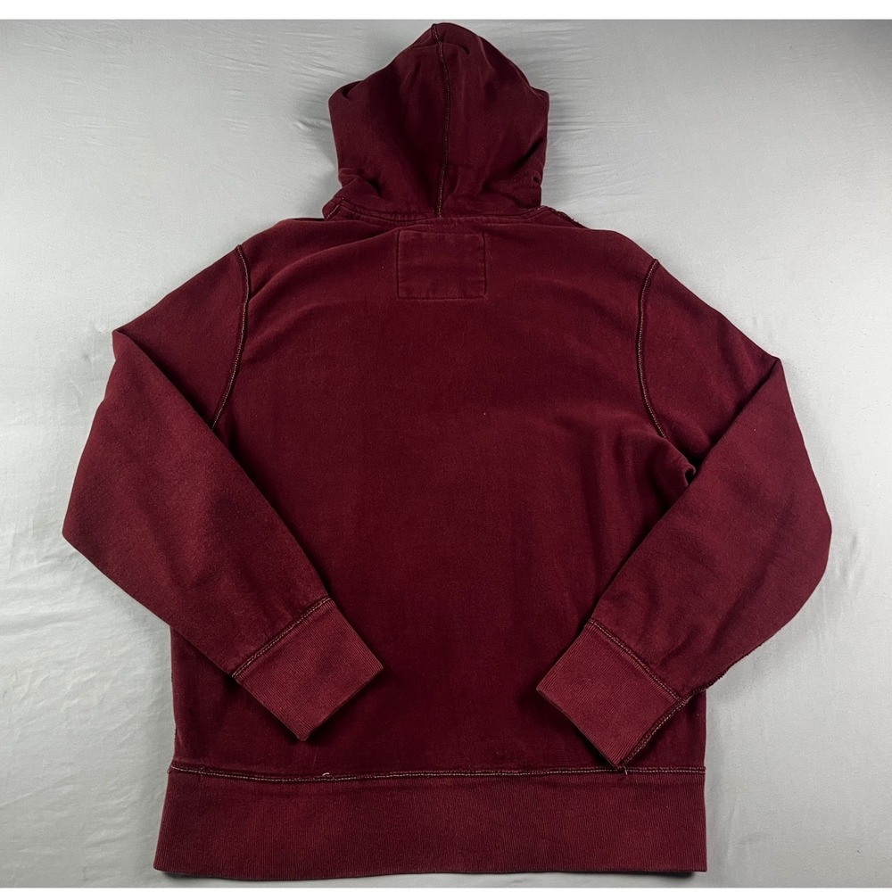 American Eagle Outfitters Mens Hoodie Large Fleece Burgundy Distressed Y2K - Picture 2 of 7